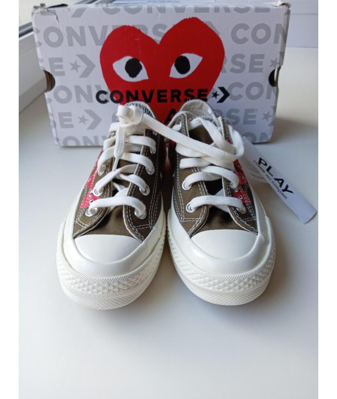 COMME DES GARÇONS PLAY Хаки текстильные кеды, фото 2