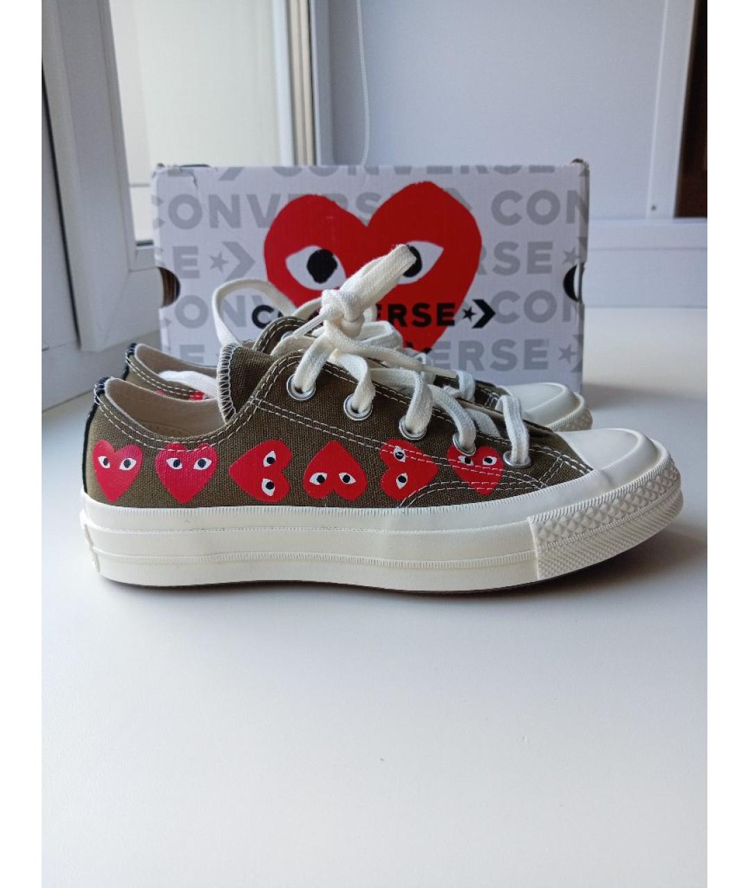 COMME DES GARÇONS PLAY Хаки текстильные кеды, фото 10