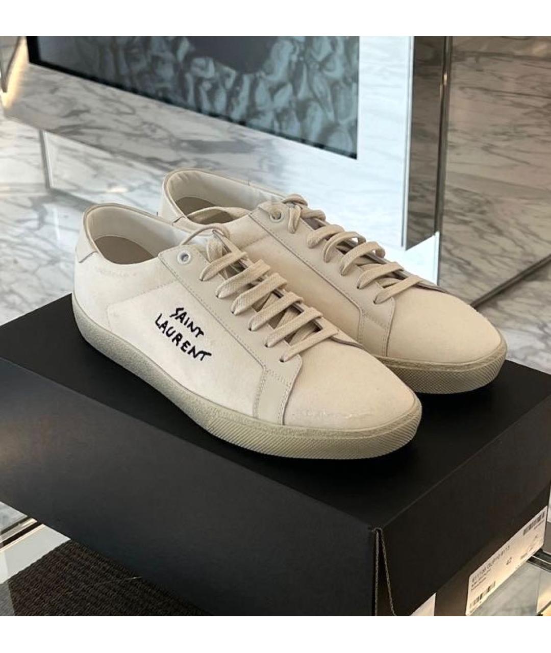 SAINT LAURENT Белые текстильные кеды, фото 4