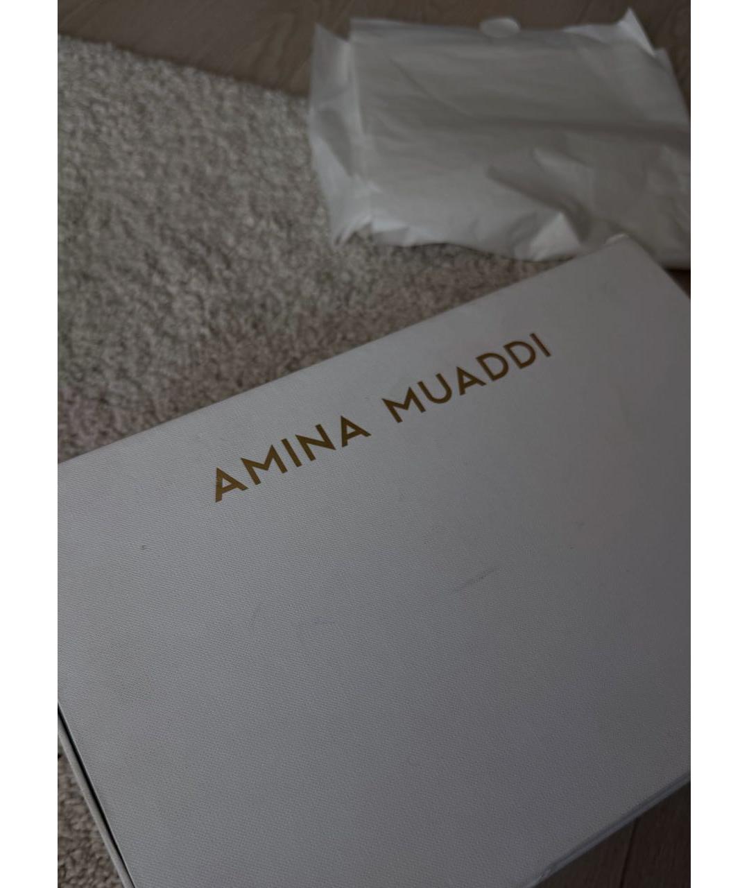 Amina Muaddi Розовые кожаные босоножки, фото 7