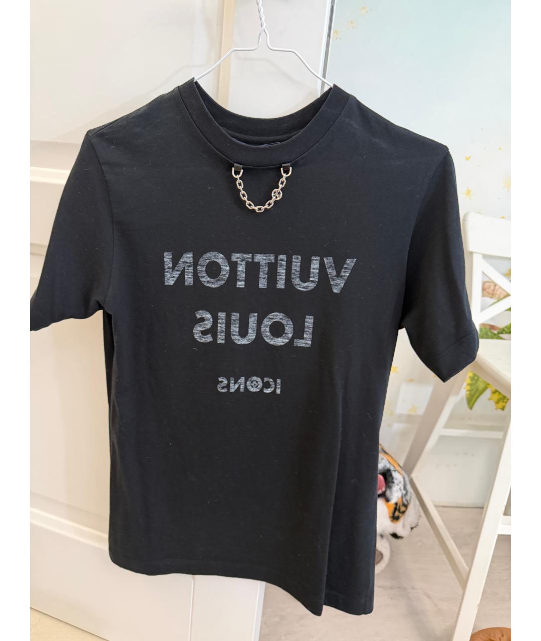 LOUIS VUITTON Черная хлопковая футболка, фото 3