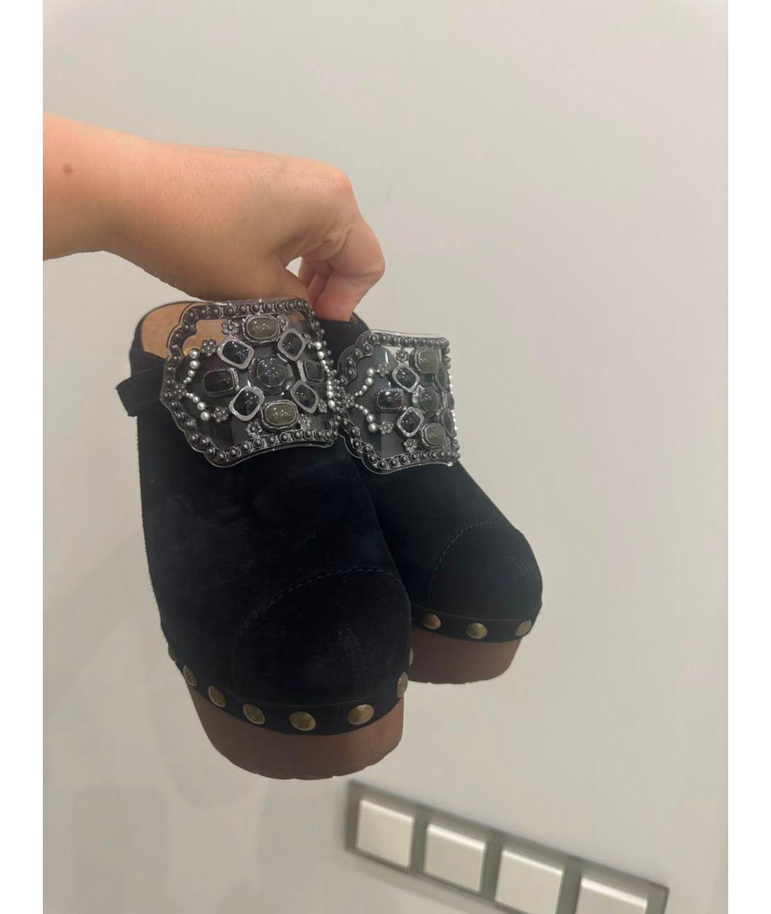 CHANEL Черные замшевые сабо, фото 4