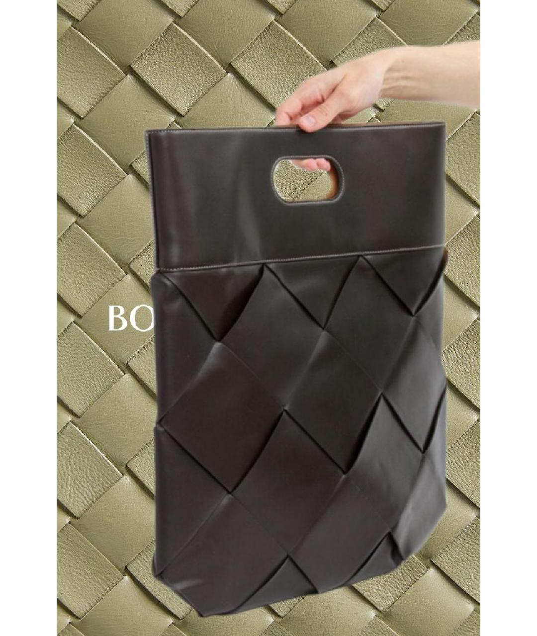 BOTTEGA VENETA Черная кожаная сумка с короткими ручками, фото 2