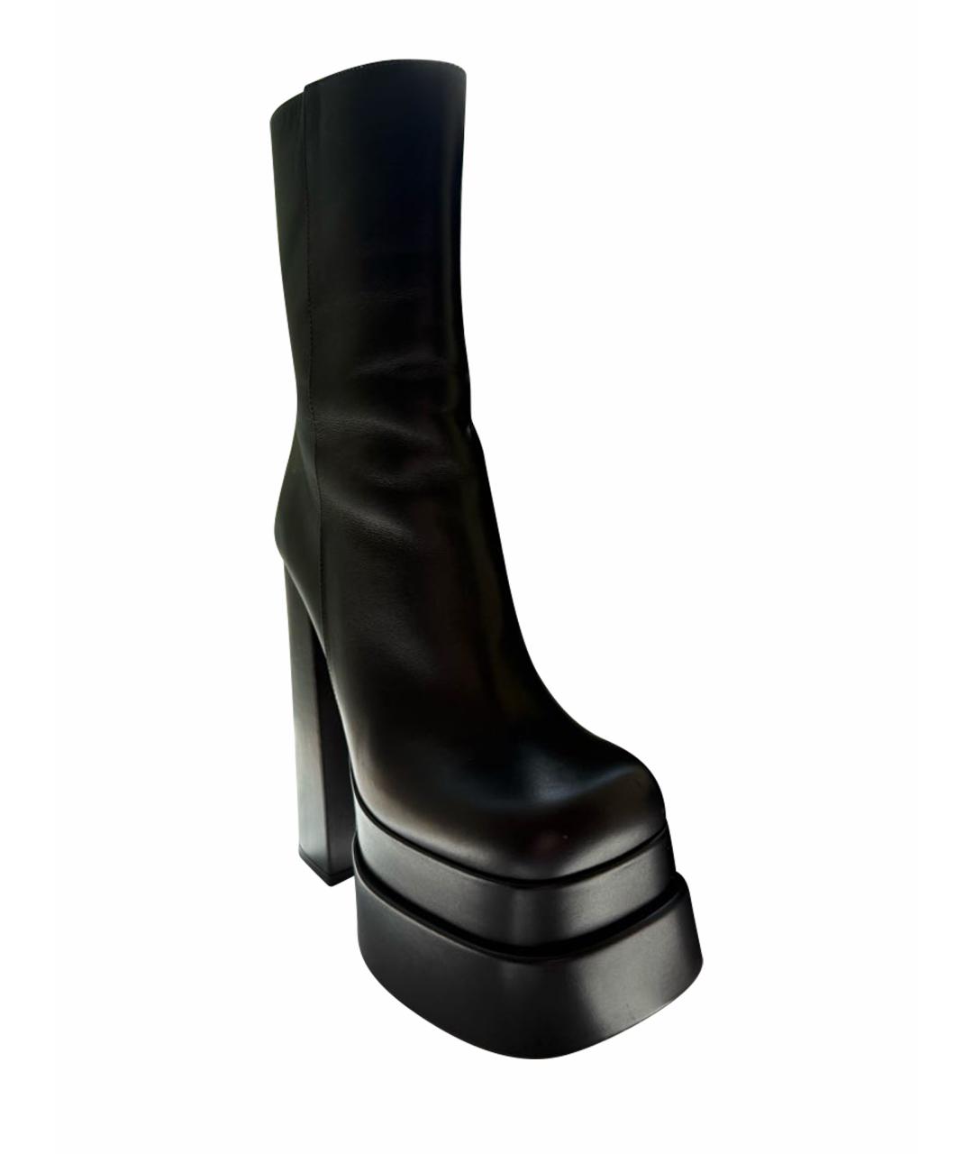 VERSACE Черные кожаные полусапоги, фото 1