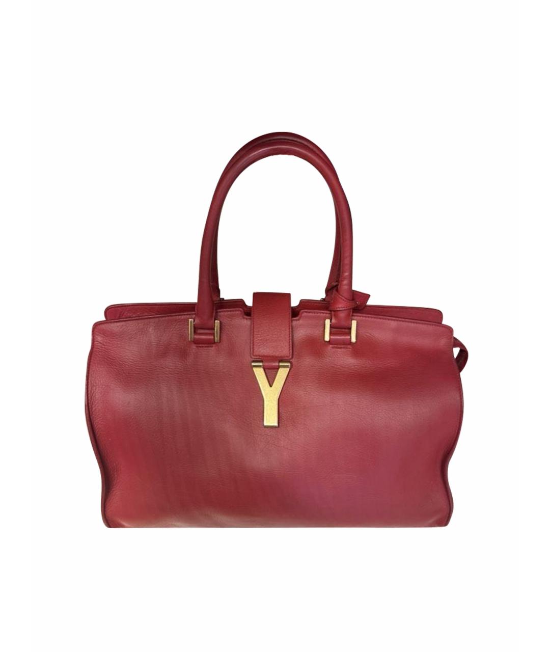 SAINT LAURENT Бордовая кожаная сумка тоут, фото 1