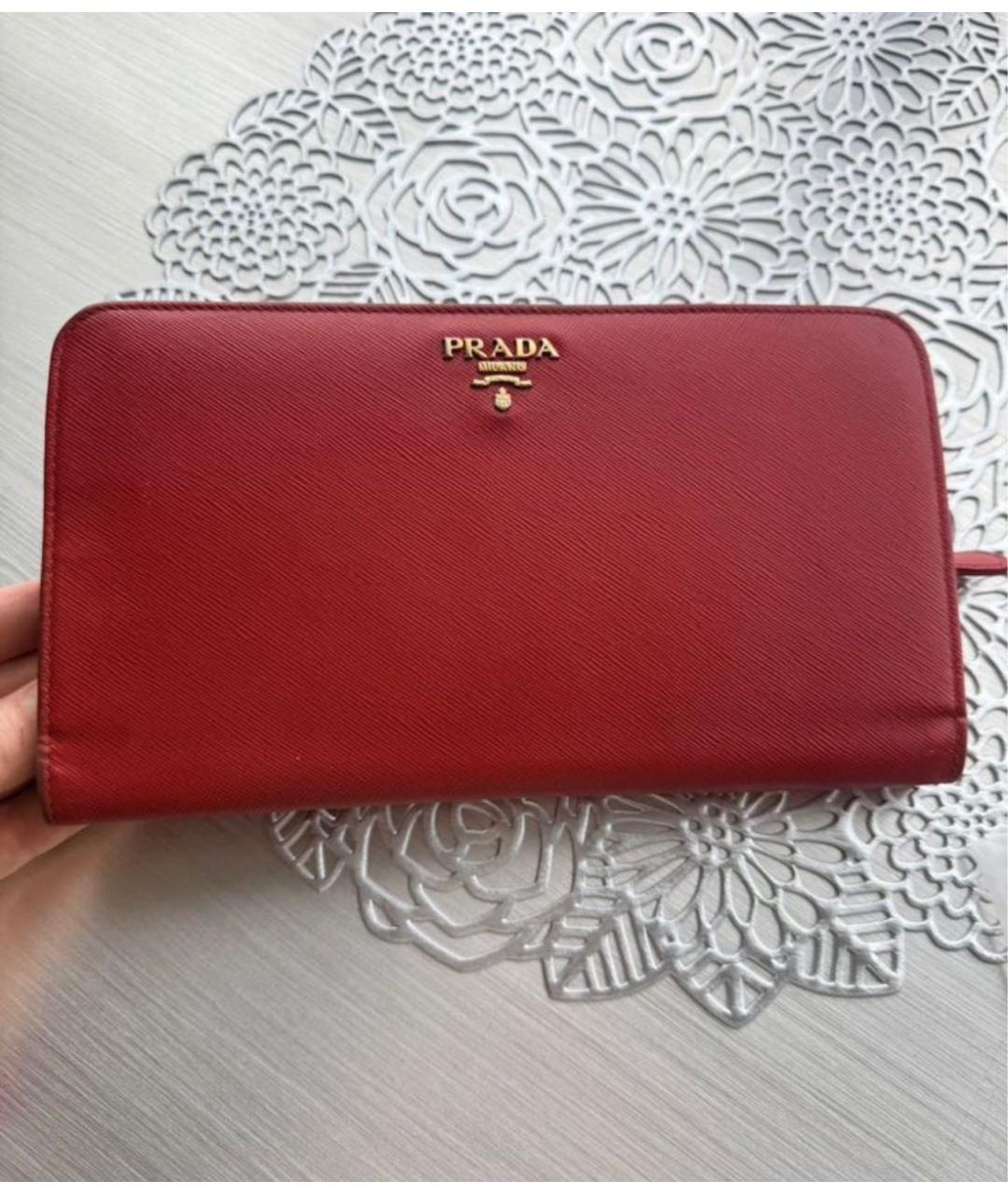 PRADA Красный кожаный кошелек, фото 8