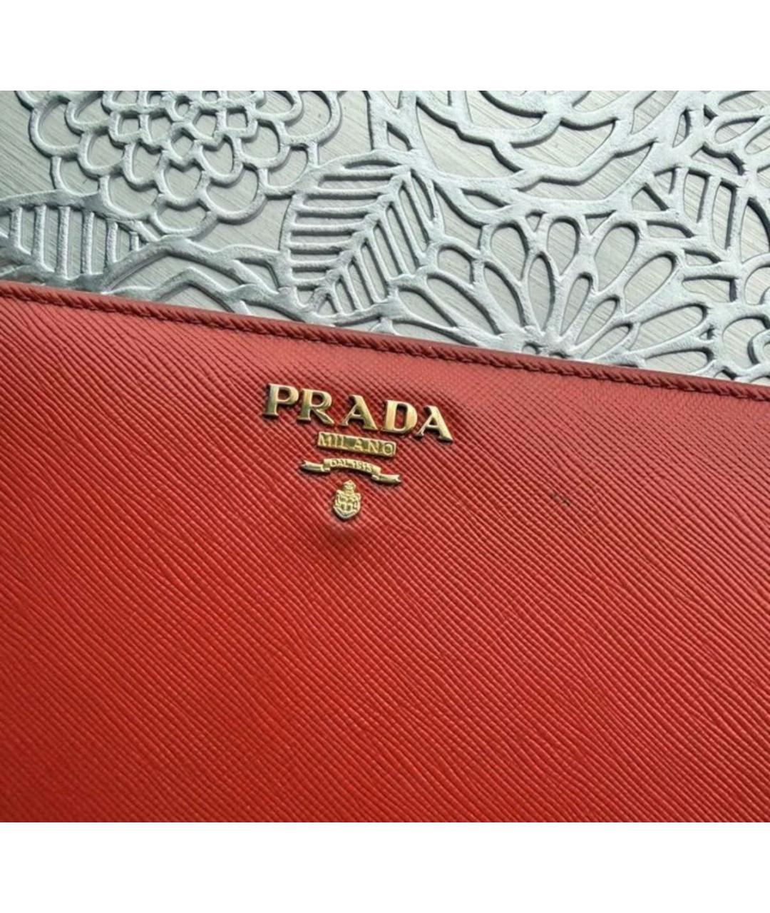 PRADA Красный кожаный кошелек, фото 5