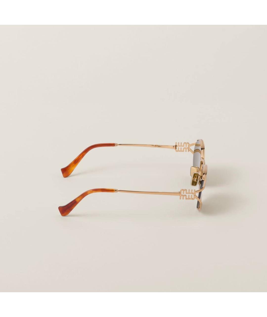 MIU MIU Золотые пластиковые солнцезащитные очки, фото 3