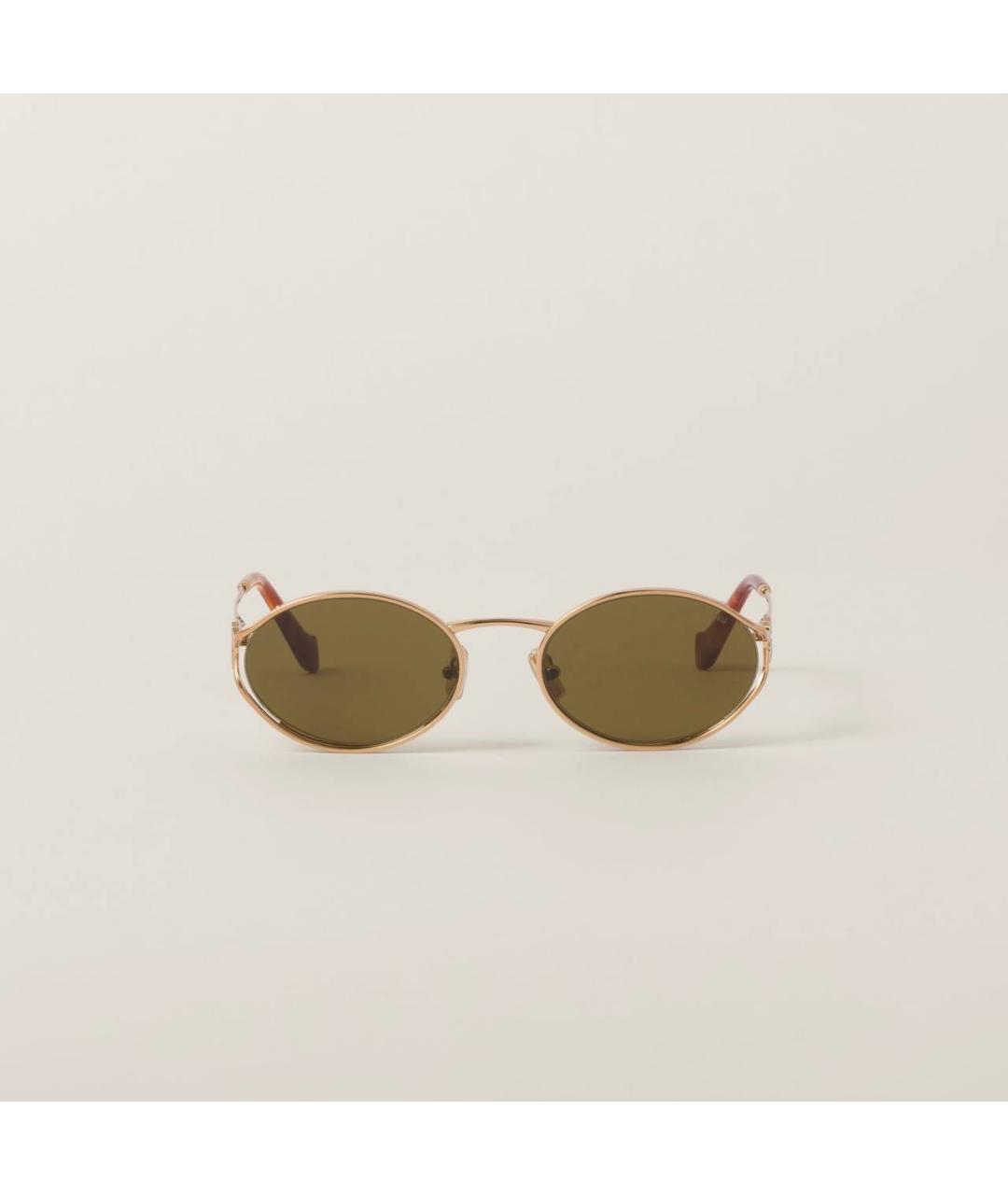 MIU MIU Золотые пластиковые солнцезащитные очки, фото 5