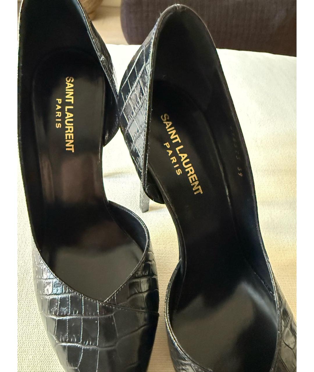 SAINT LAURENT Черные кожаные туфли, фото 4