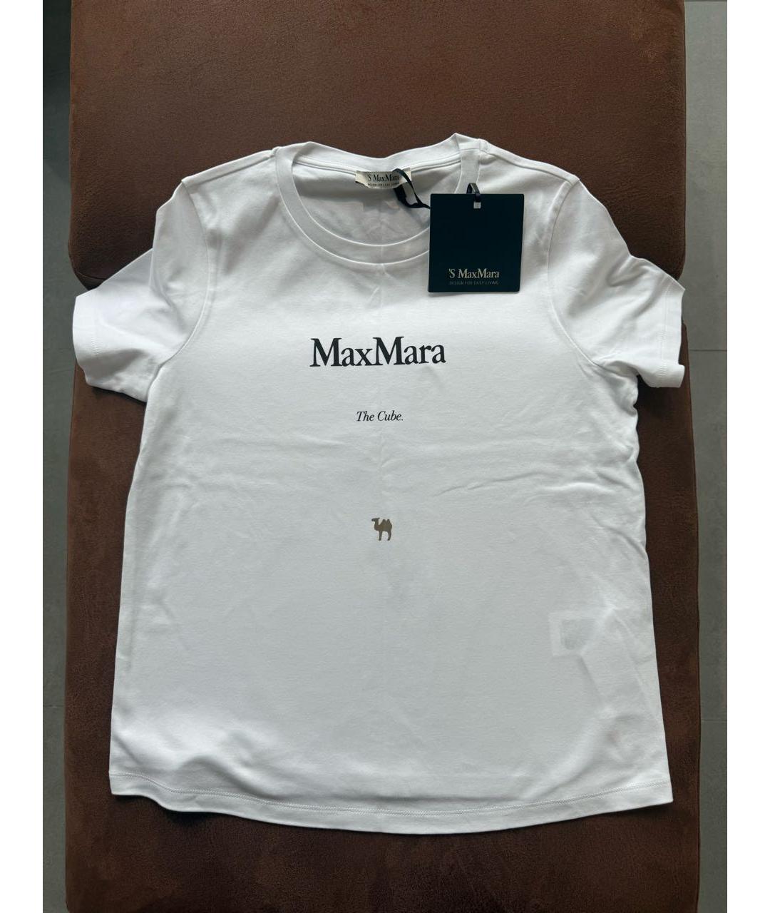 'S MAX MARA Белая хлопковая футболка, фото 5