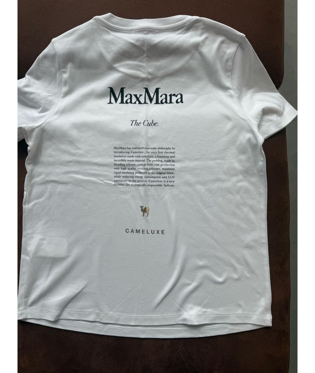 'S MAX MARA Белая хлопковая футболка, фото 2