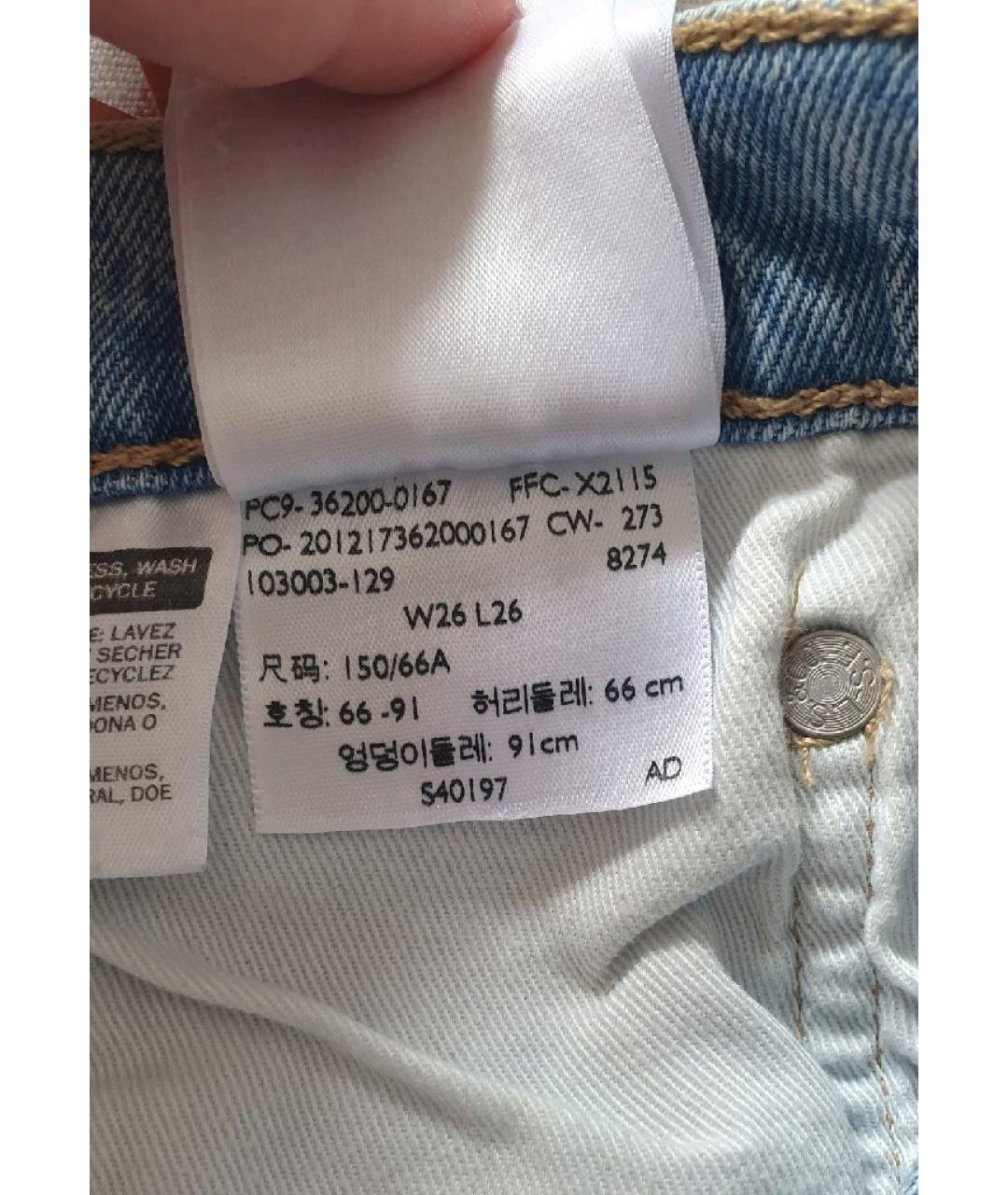 LEVI'S Синие хлопковые прямые джинсы, фото 3