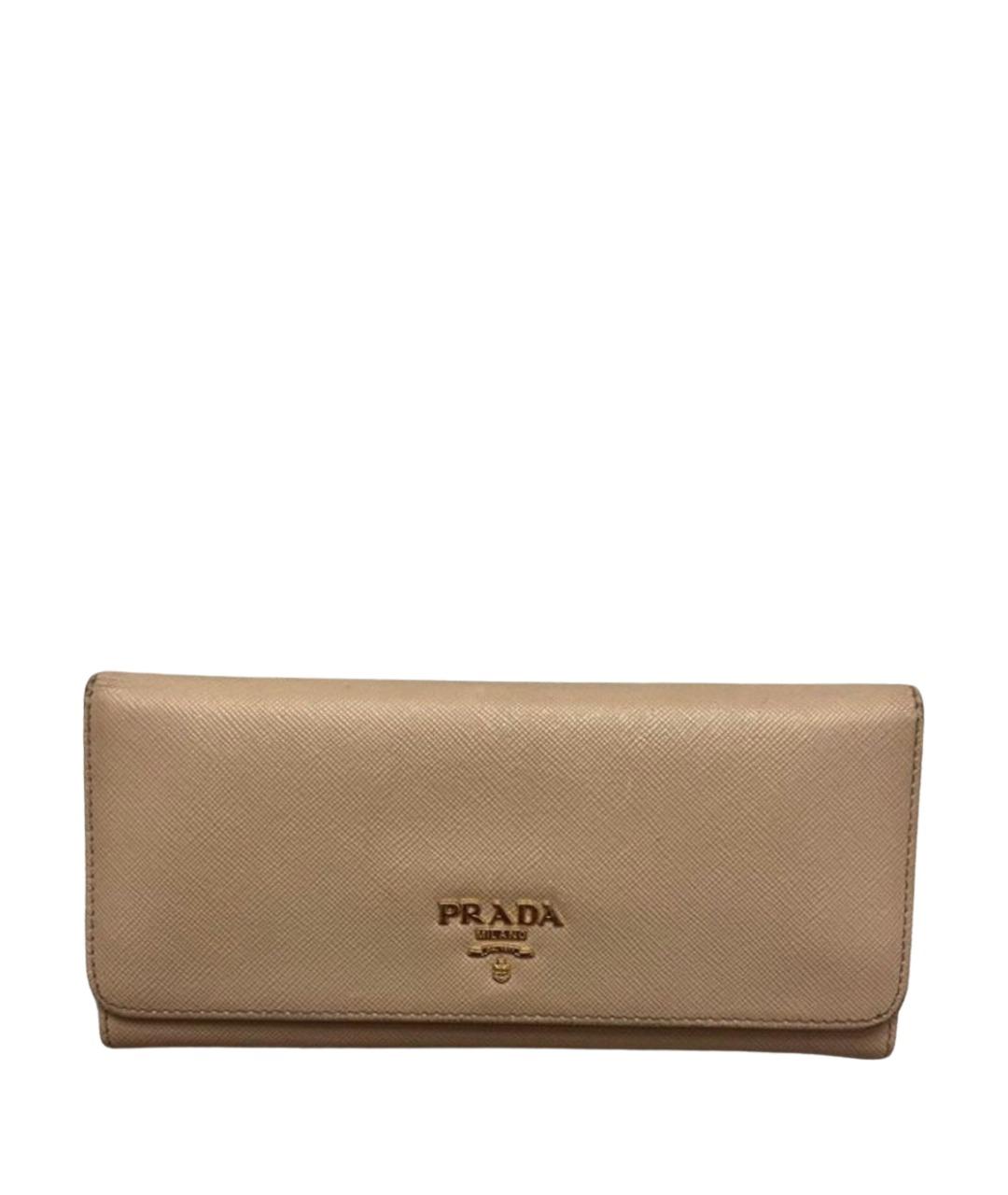 PRADA Бежевый кожаный кошелек, фото 1