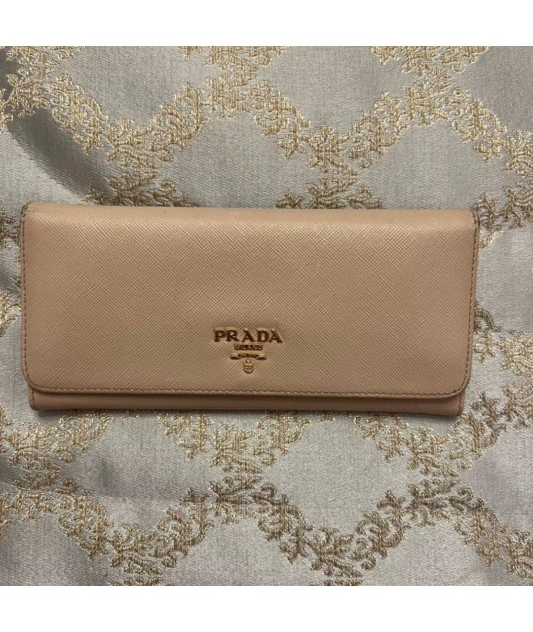 PRADA Бежевый кожаный кошелек, фото 6