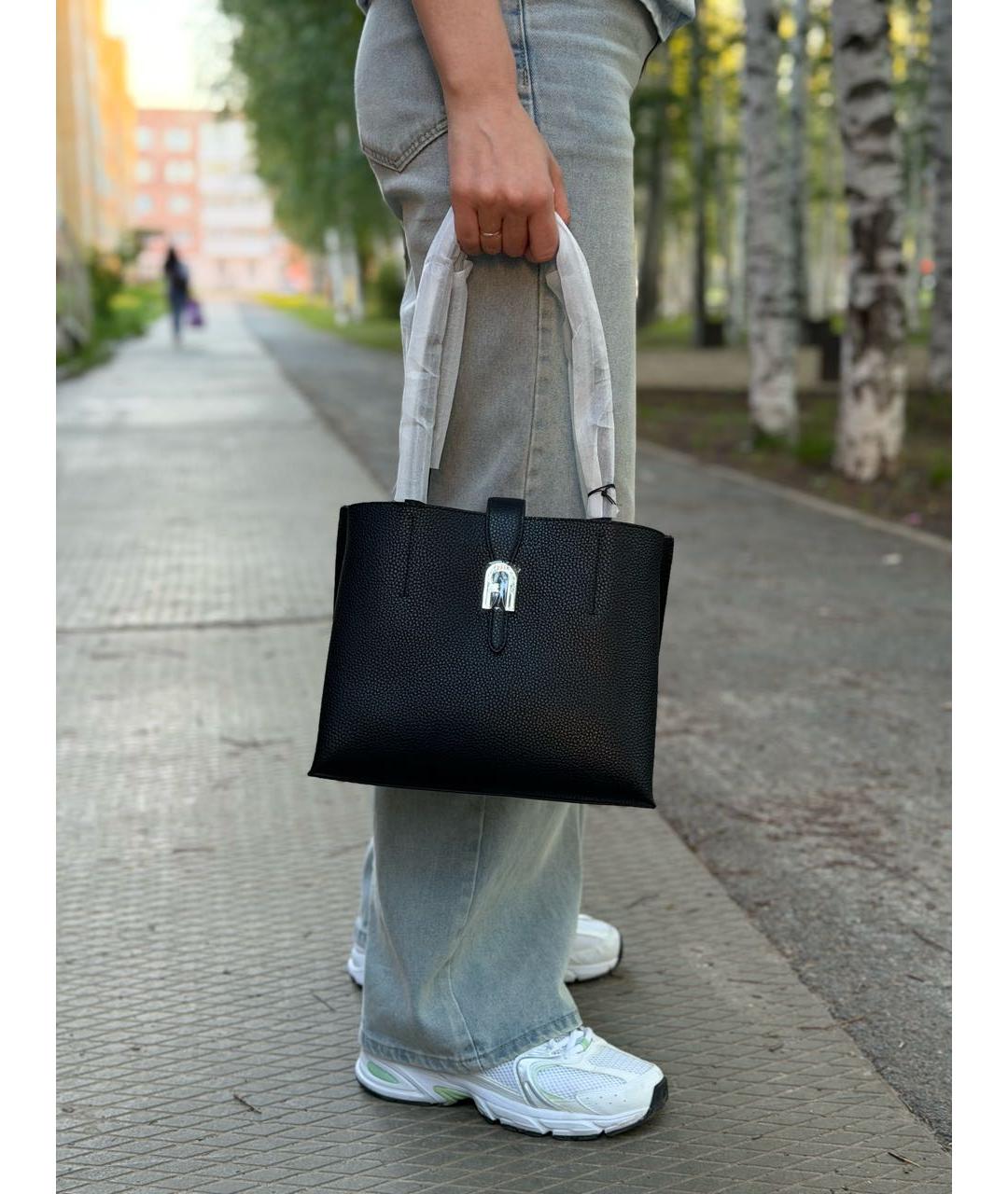 FURLA Черная кожаная сумка через плечо, фото 4