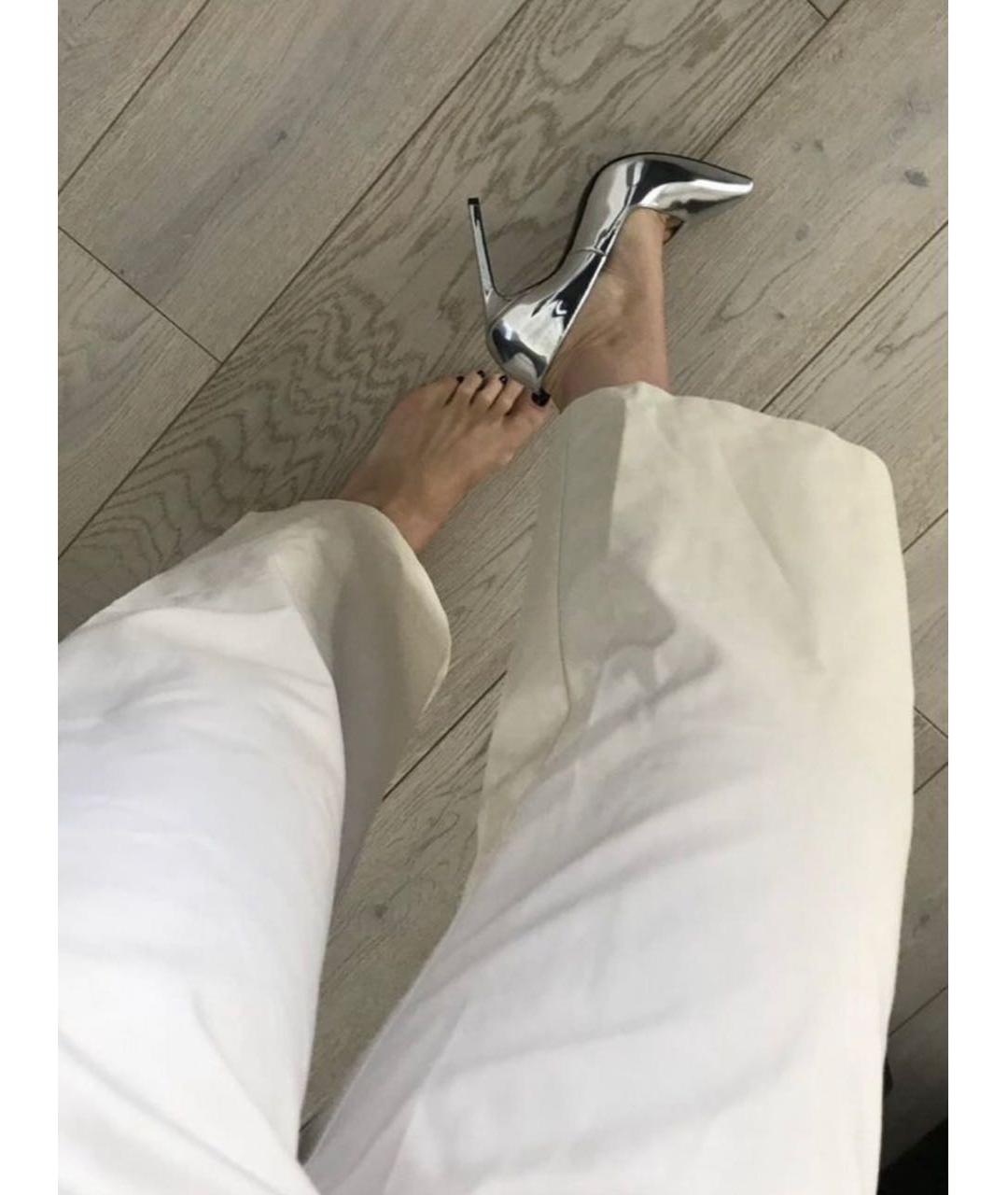 SAINT LAURENT Серебряные туфли из лакированной кожи, фото 8
