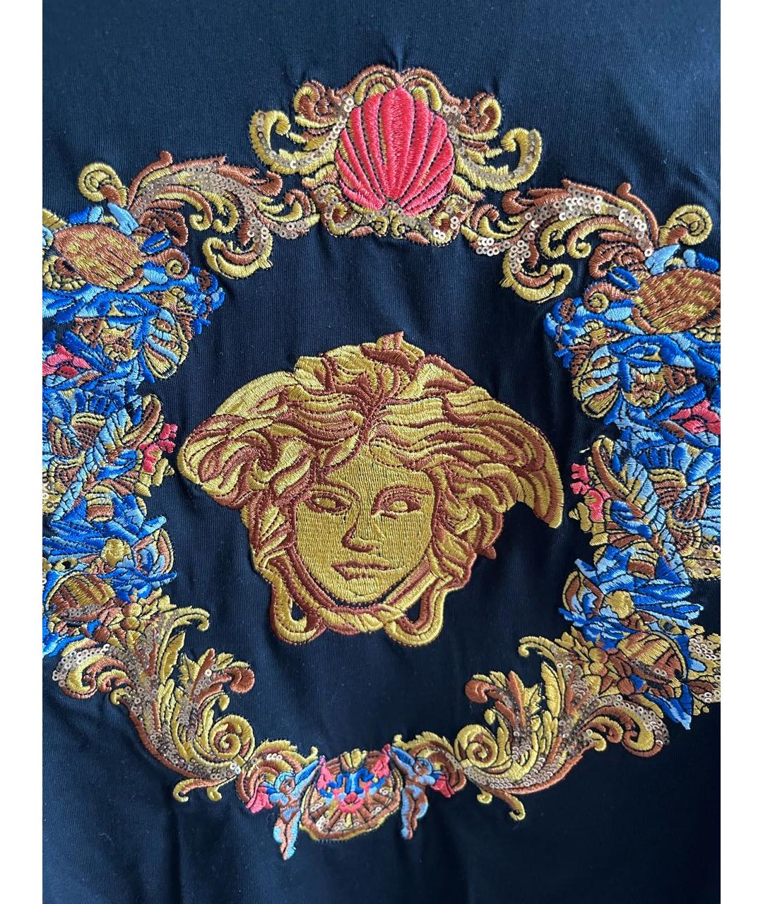 VERSACE Черная хлопковая футболка, фото 7