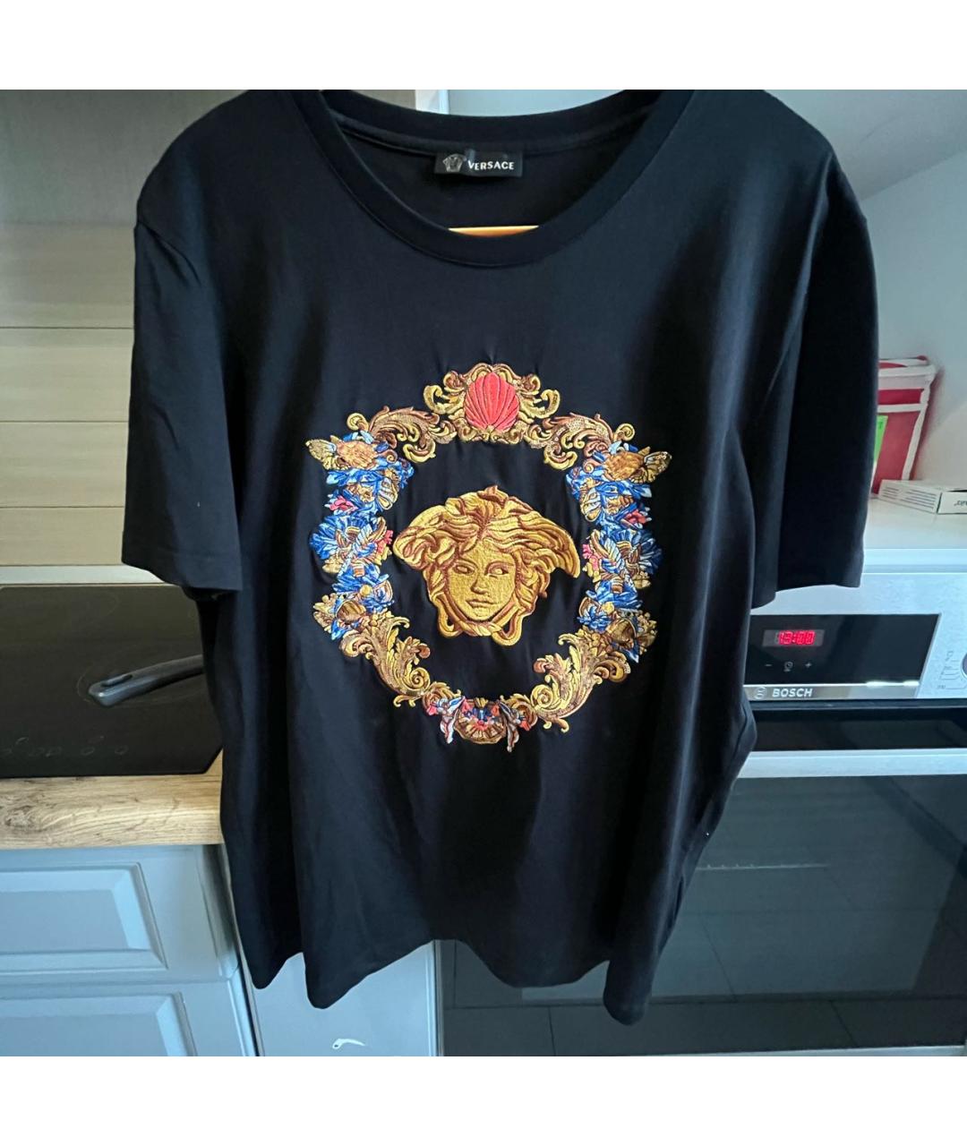 VERSACE Черная хлопковая футболка, фото 8