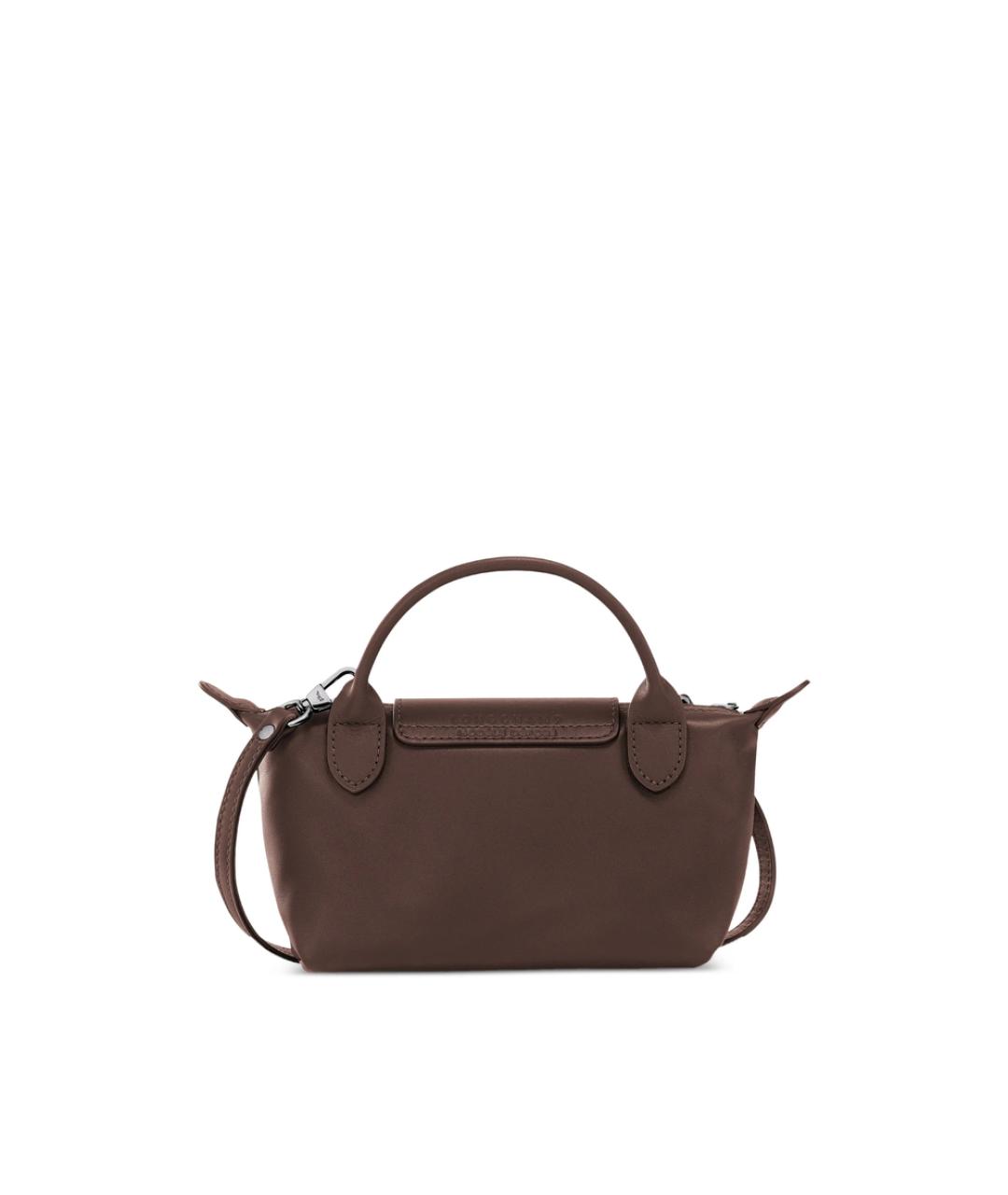 LONGCHAMP Коричневая тканевая сумка с короткими ручками, фото 3