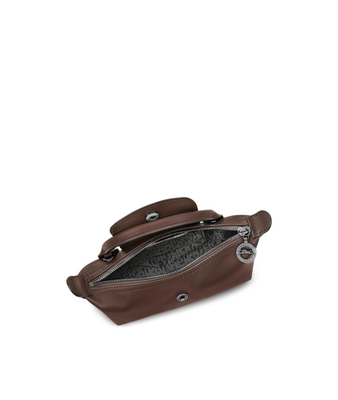 LONGCHAMP Коричневая тканевая сумка с короткими ручками, фото 2