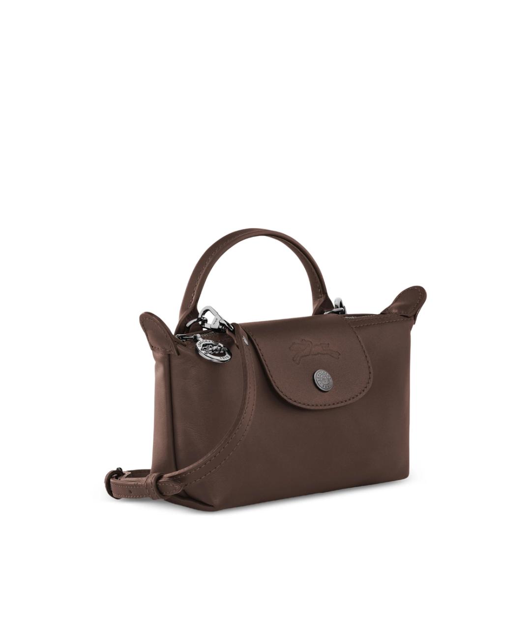 LONGCHAMP Коричневая тканевая сумка с короткими ручками, фото 5
