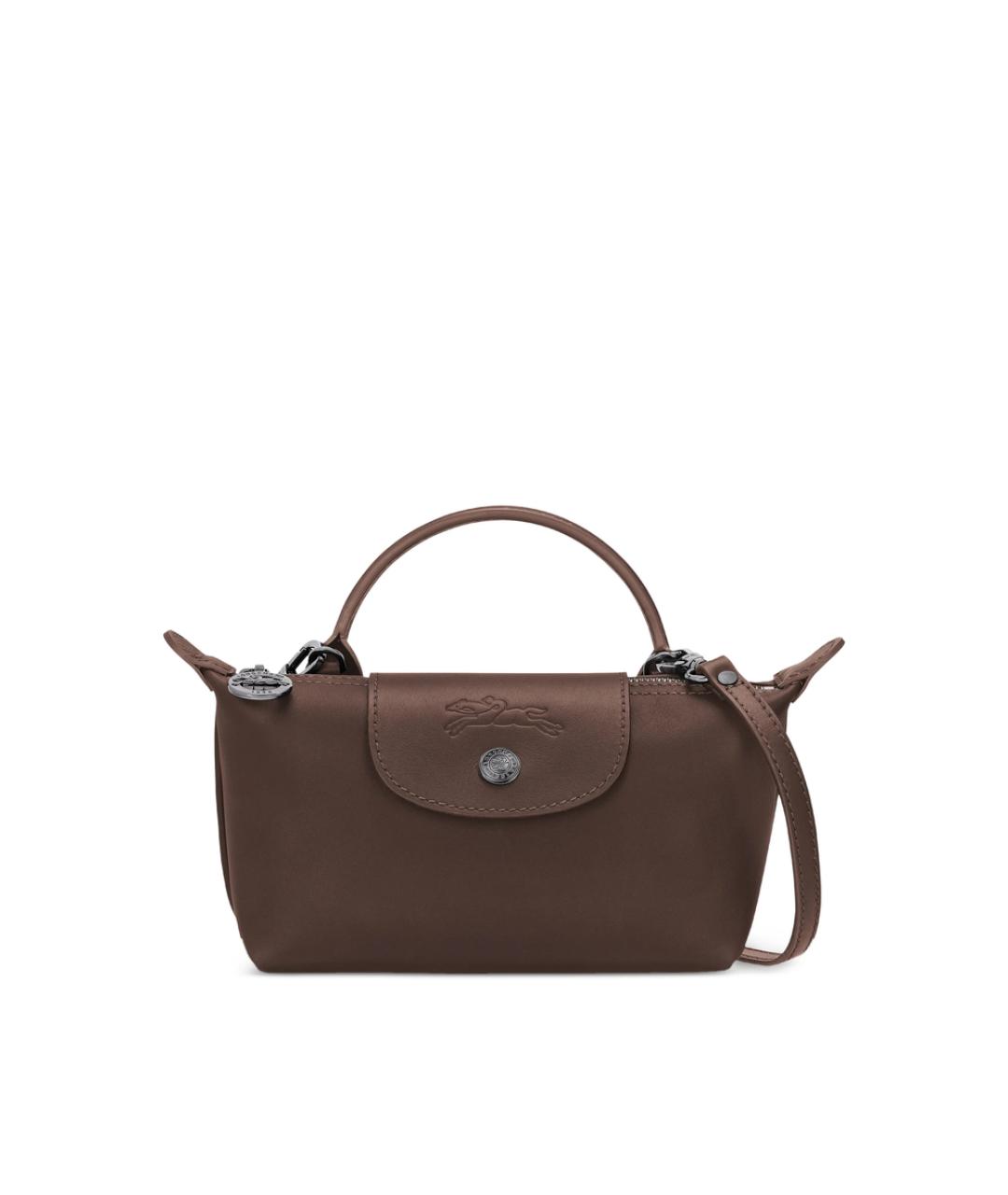 LONGCHAMP Коричневая тканевая сумка с короткими ручками, фото 1
