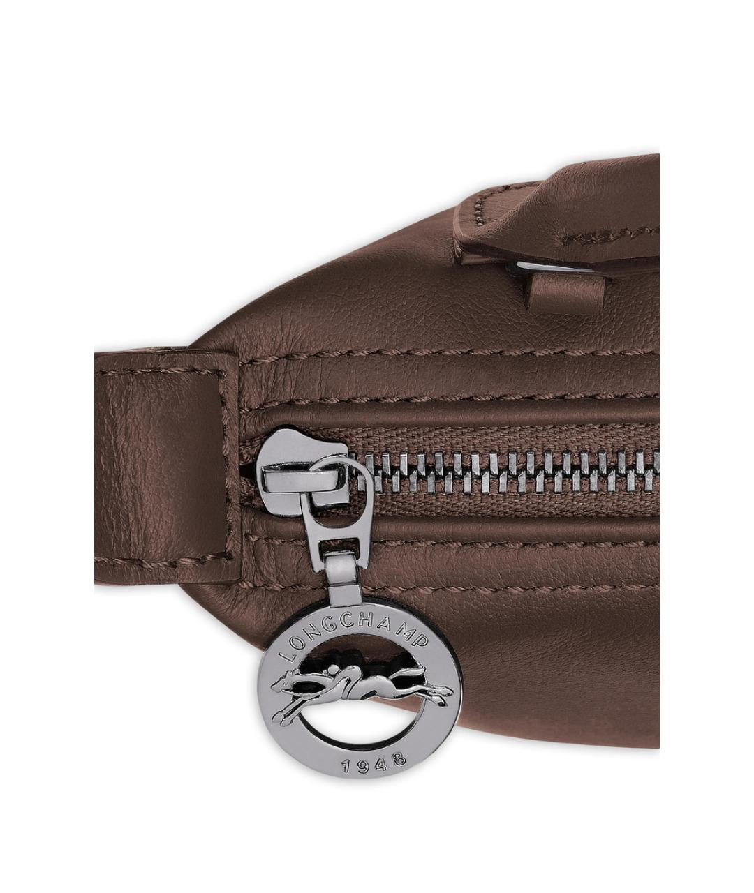 LONGCHAMP Коричневая тканевая сумка с короткими ручками, фото 4