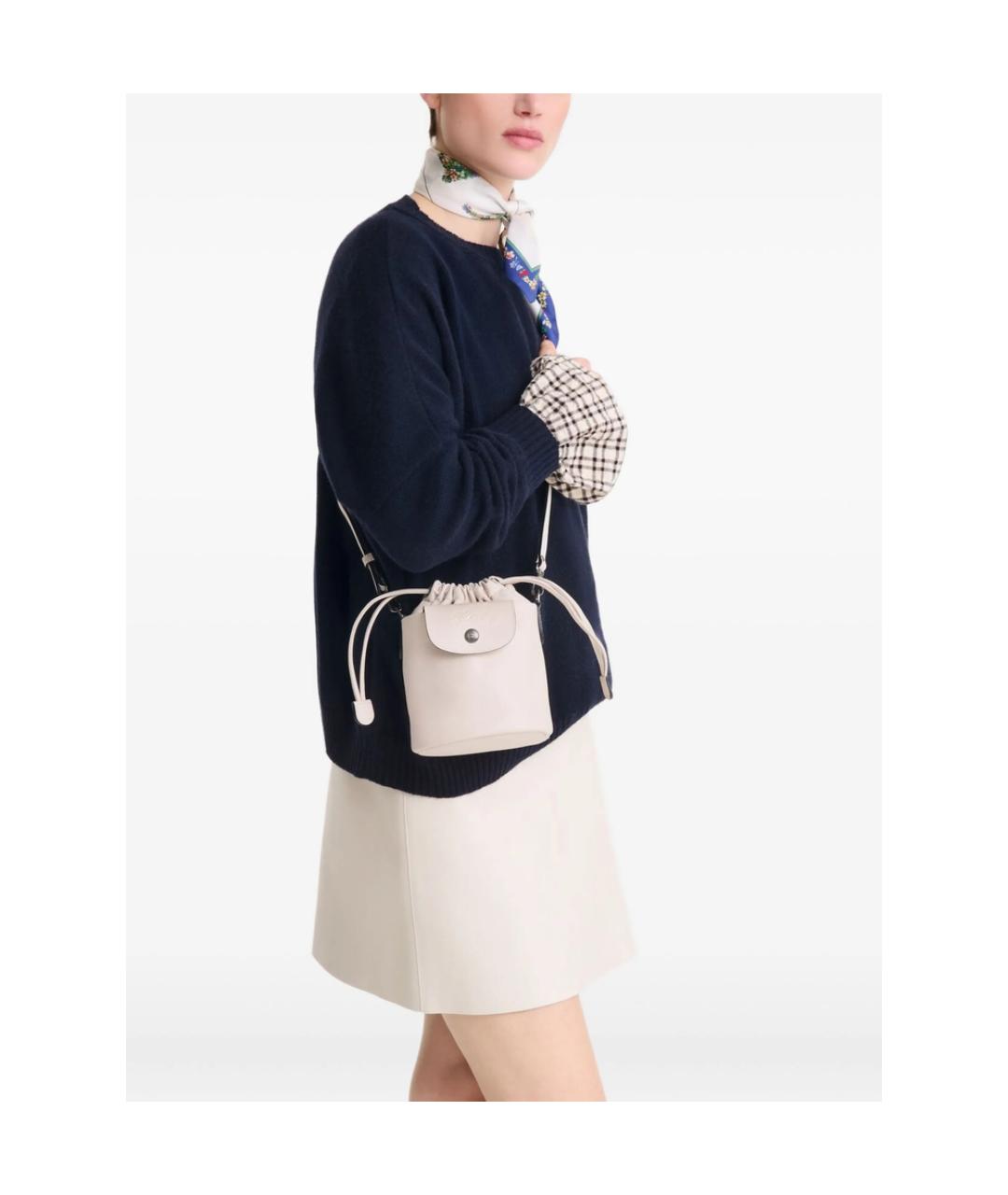 LONGCHAMP Бежевая кожаная сумка через плечо, фото 2