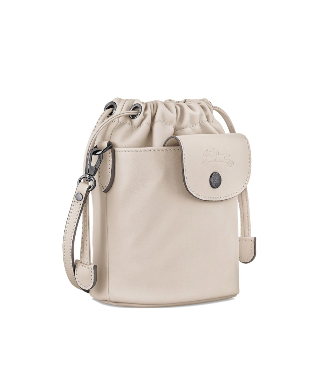 LONGCHAMP Бежевая кожаная сумка через плечо, фото 4