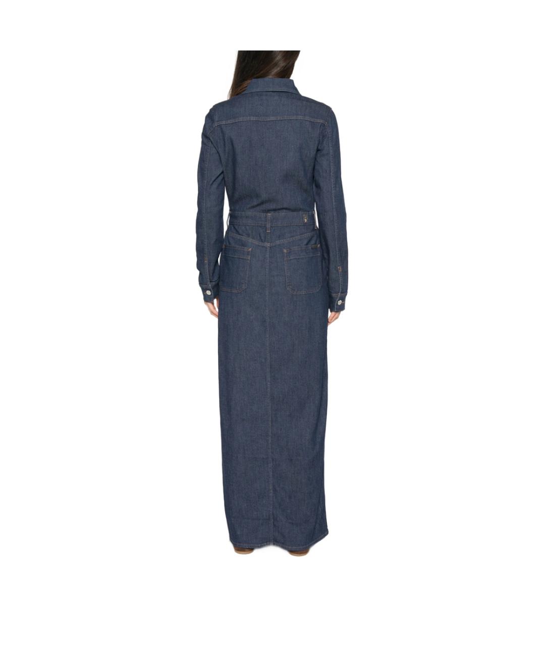 7 FOR ALL MANKIND Синее полиэстеровое повседневное платье, фото 5