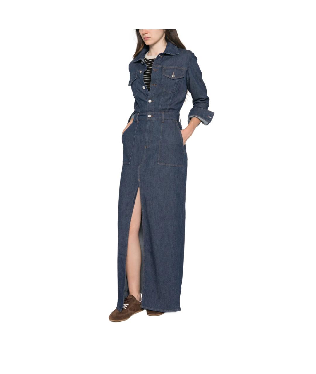 7 FOR ALL MANKIND Синее полиэстеровое повседневное платье, фото 3