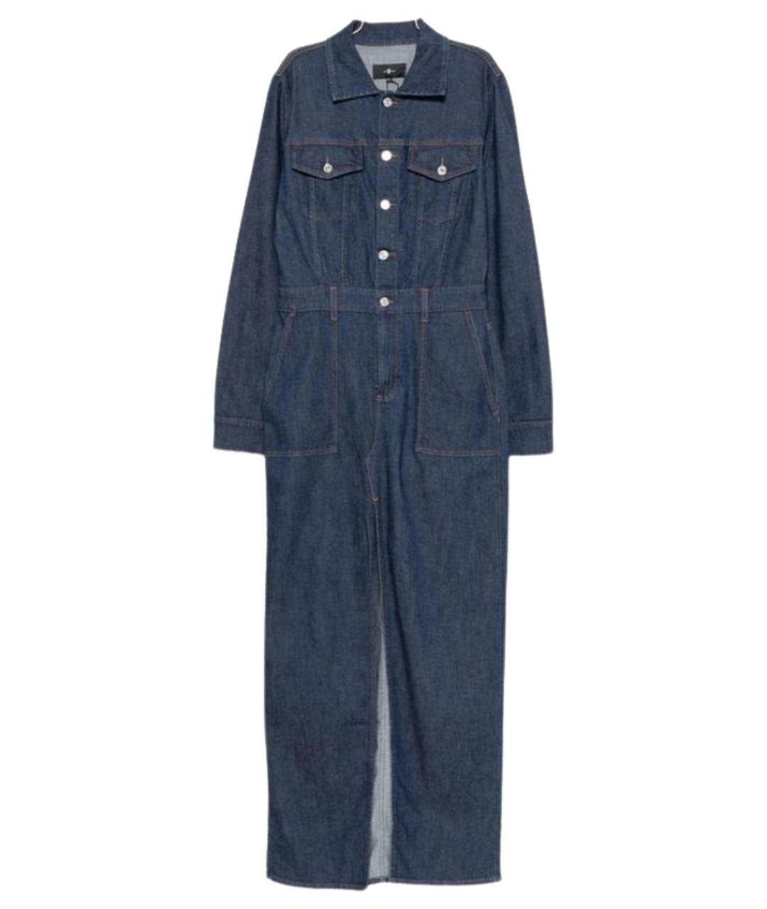 7 FOR ALL MANKIND Синее полиэстеровое повседневное платье, фото 1