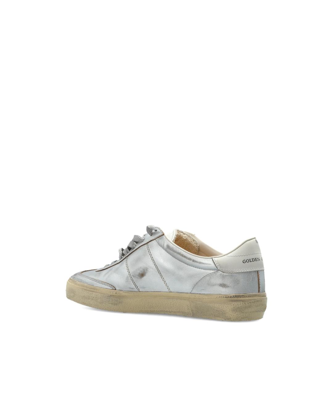 GOLDEN GOOSE Серебряные кожаные низкие кроссовки / кеды, фото 5
