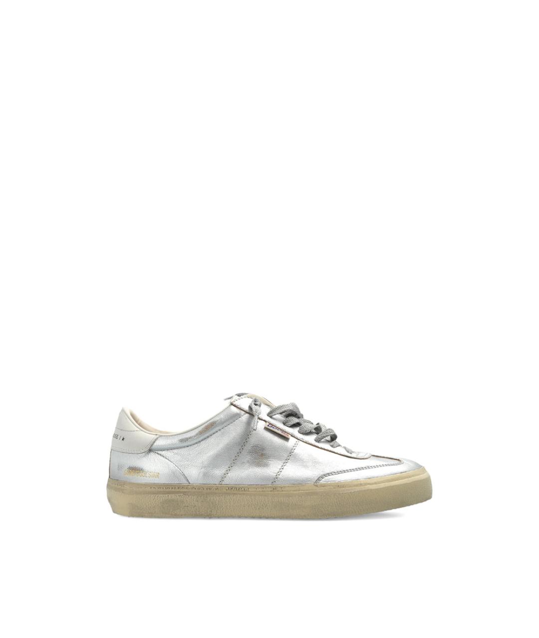 GOLDEN GOOSE Серебряные кожаные низкие кроссовки / кеды, фото 1