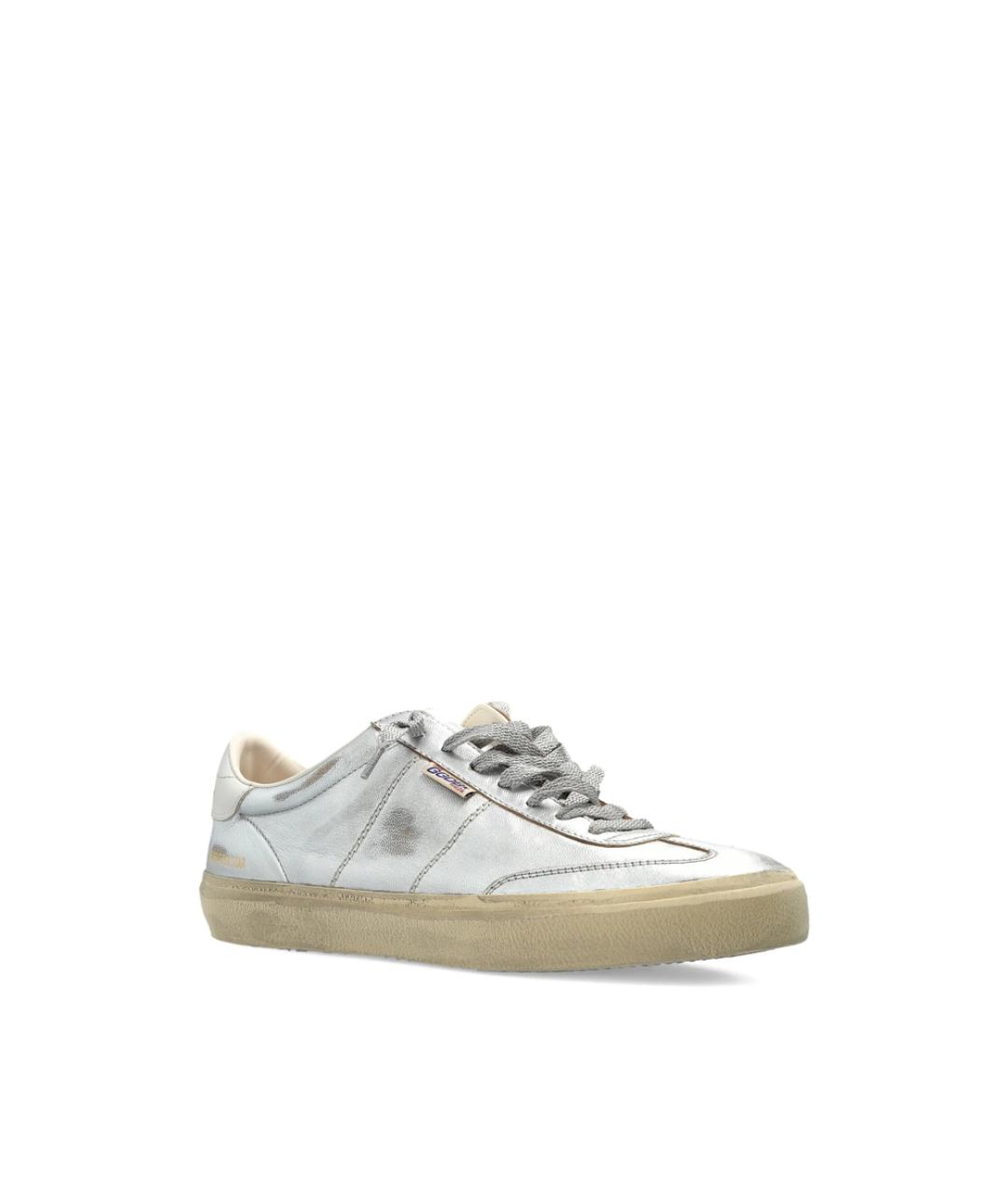 GOLDEN GOOSE Серебряные кожаные низкие кроссовки / кеды, фото 2