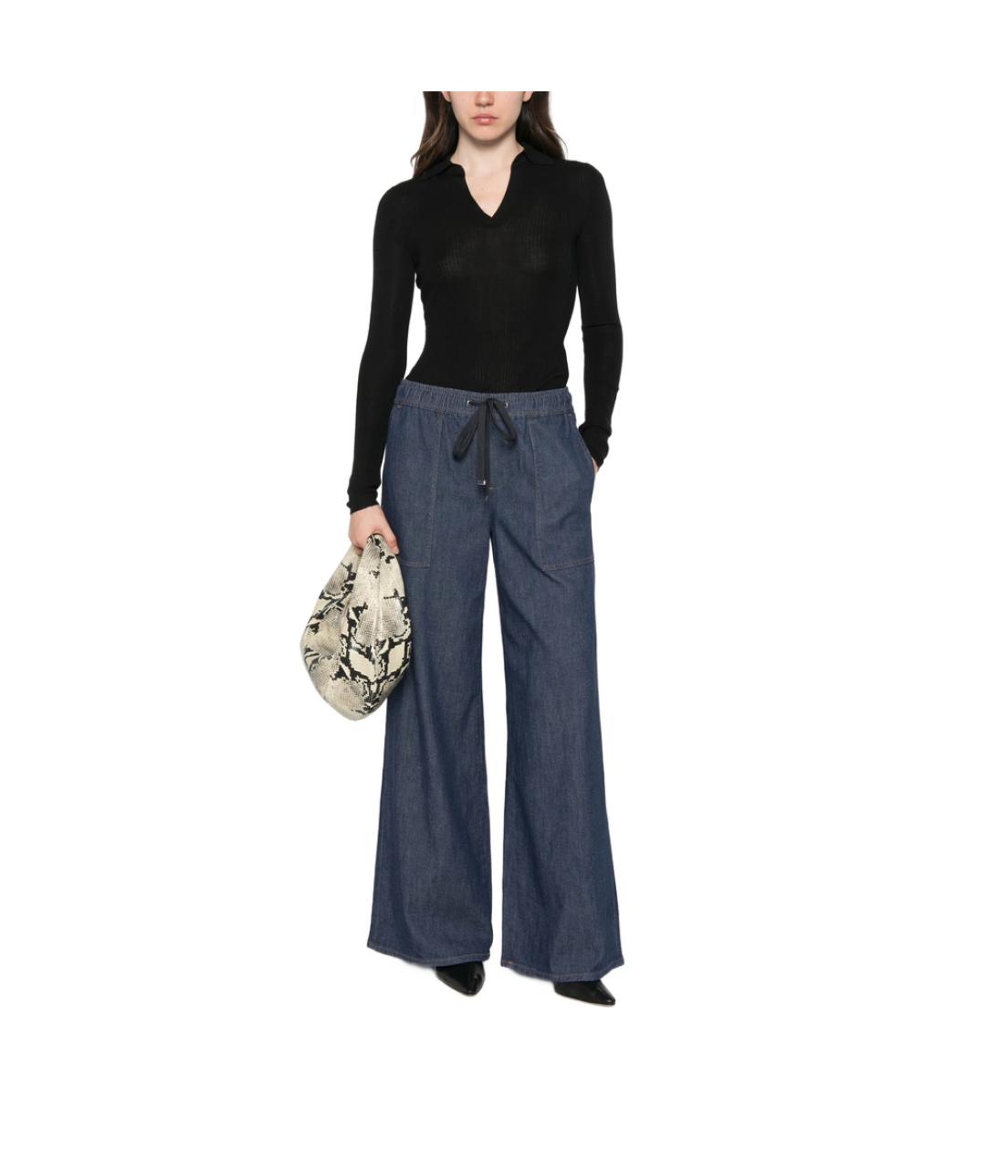 7 FOR ALL MANKIND Синие хлопковые джинсы клеш, фото 5