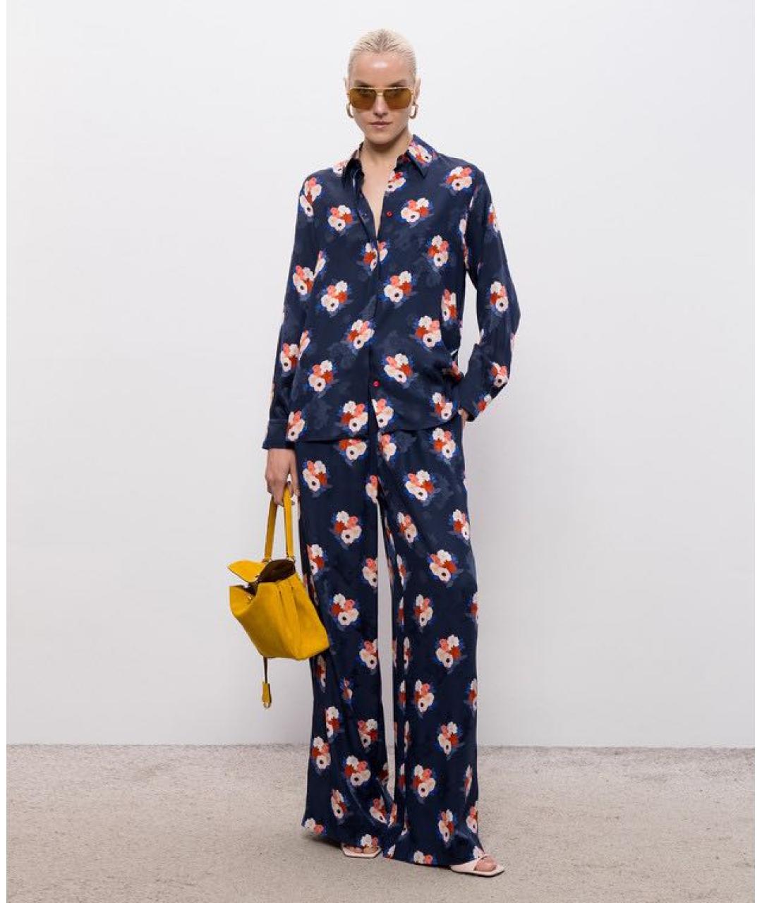 FENDI Темно-синий шелковый костюм с брюками, фото 6