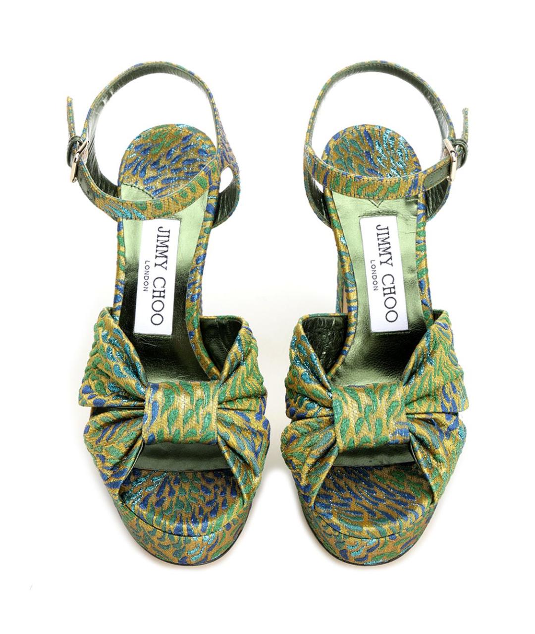 JIMMY CHOO Зеленые текстильные босоножки, фото 5