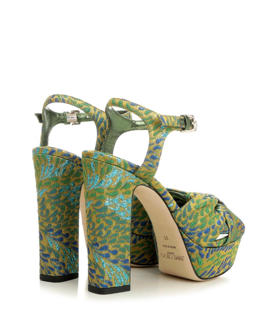 JIMMY CHOO Зеленые текстильные босоножки, фото 3