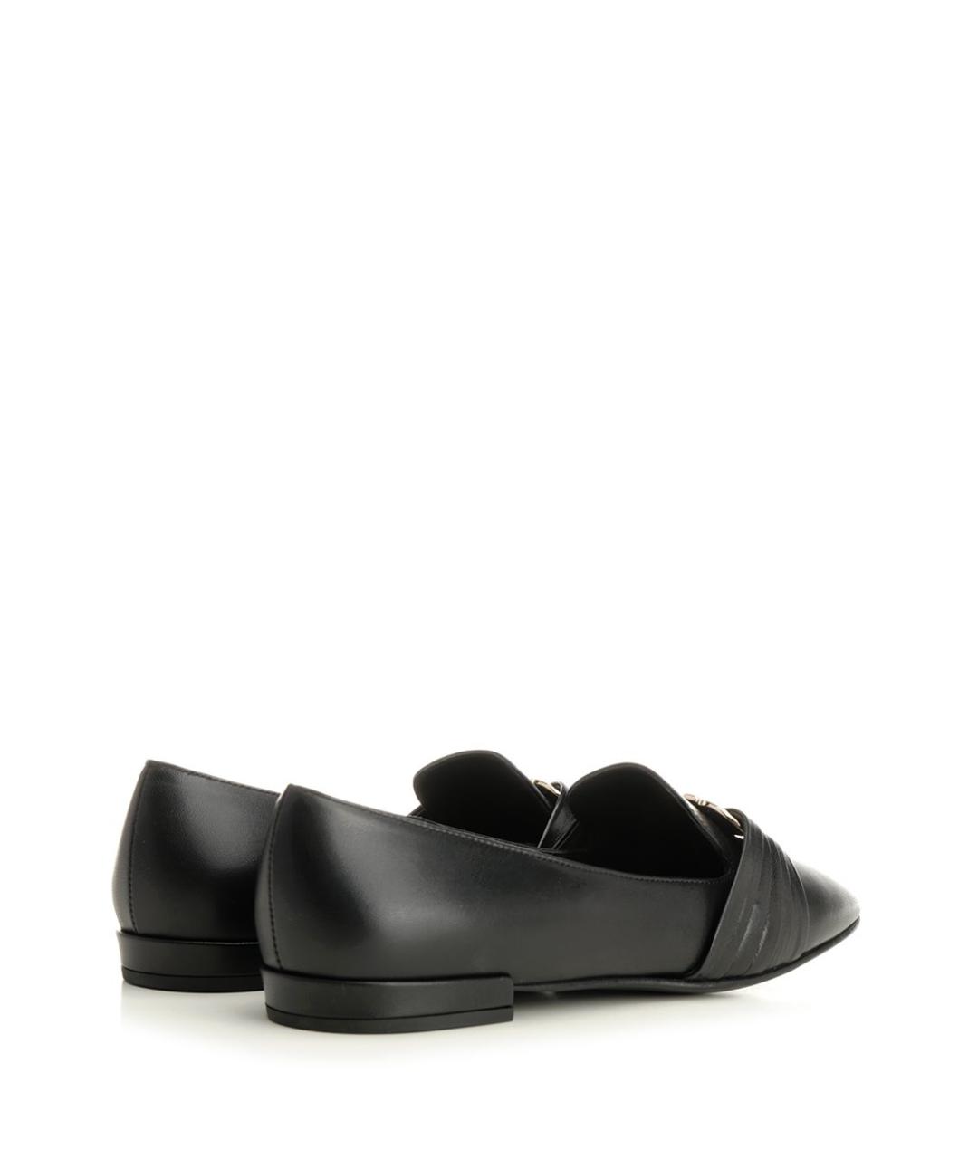 FERRAGAMO Черные кожаные лоферы, фото 3