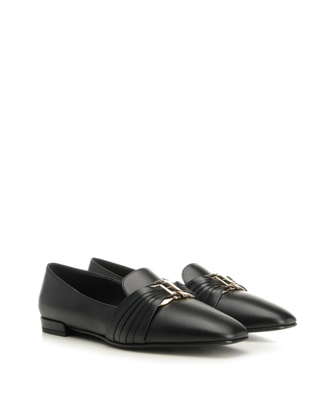 FERRAGAMO Черные кожаные лоферы, фото 2