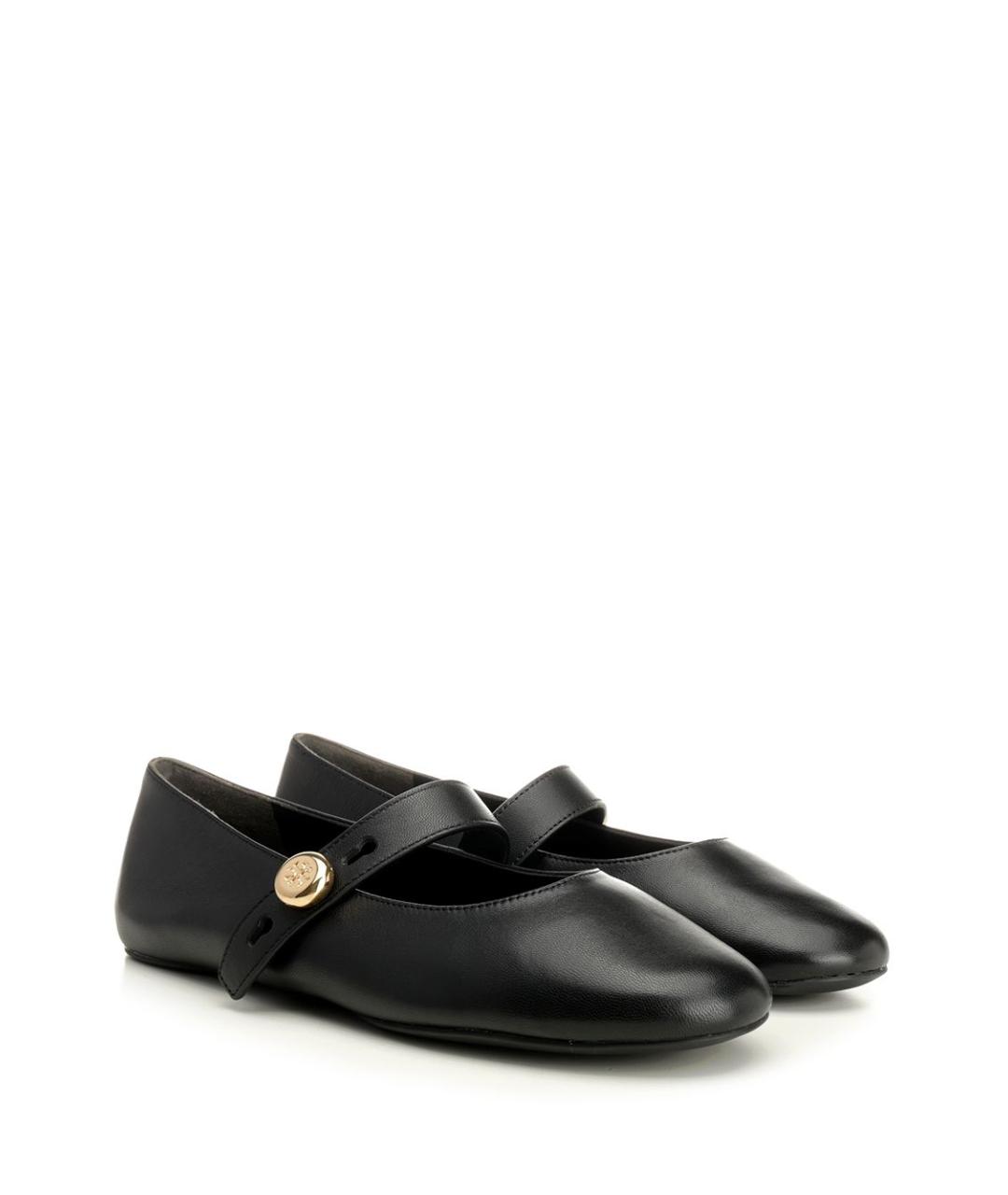 TORY BURCH Черные кожаные балетки, фото 2