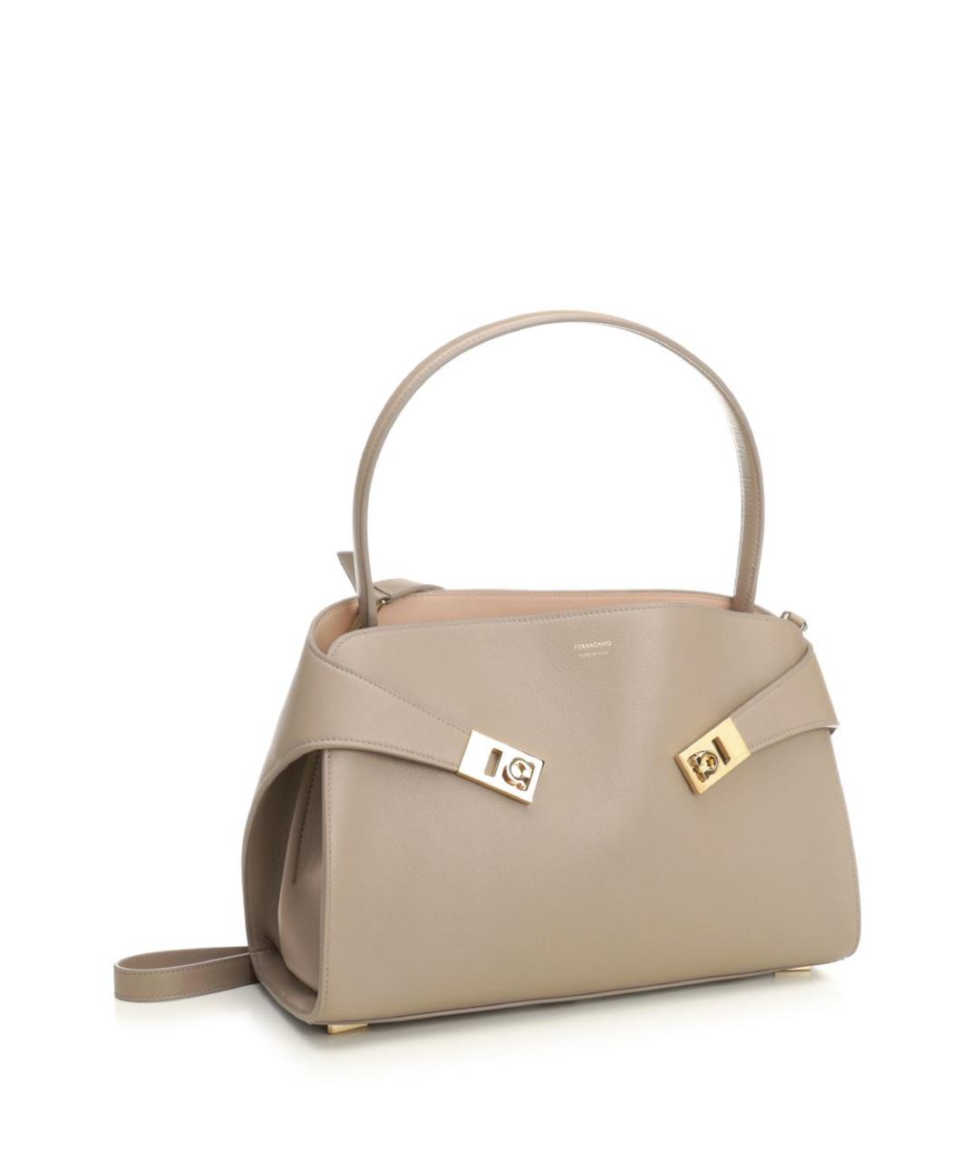 FERRAGAMO Бежевая кожаная сумка через плечо, фото 2