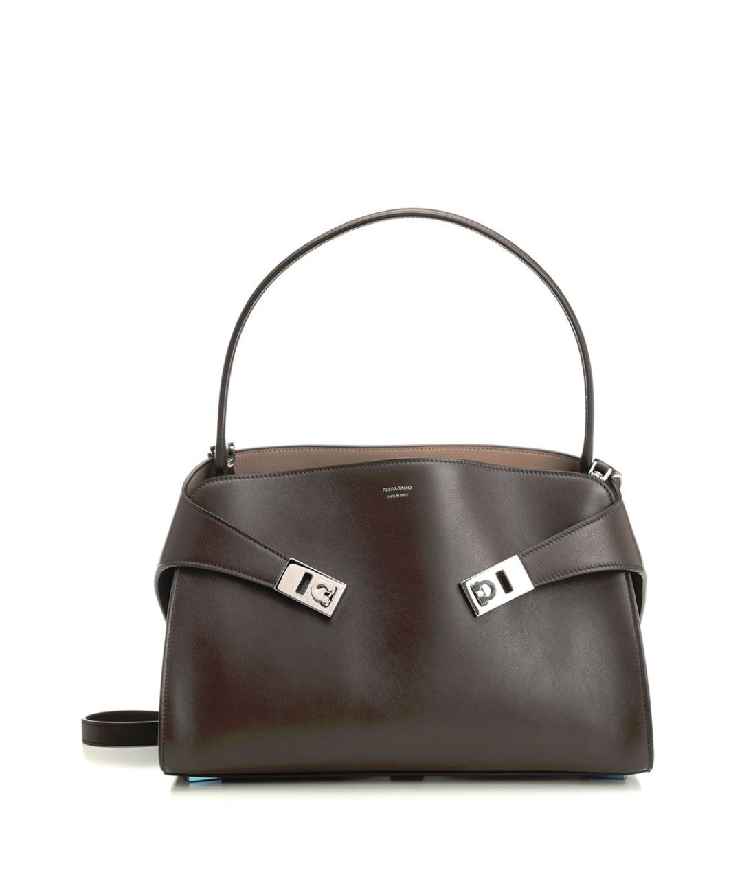 FERRAGAMO Коричневая кожаная сумка через плечо, фото 1