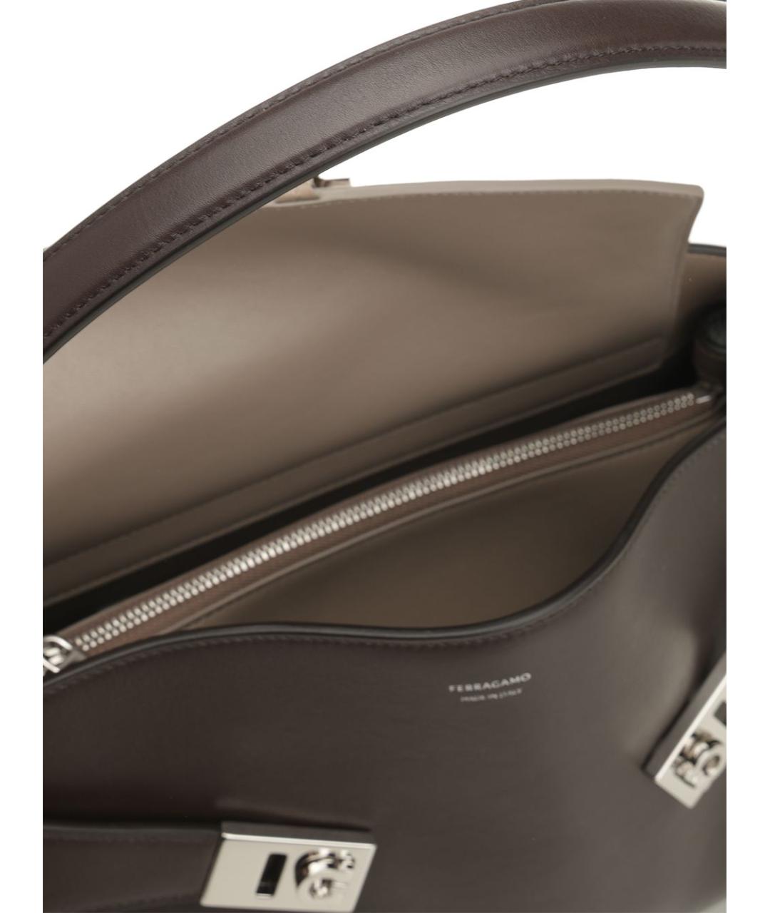 FERRAGAMO Коричневая кожаная сумка через плечо, фото 4