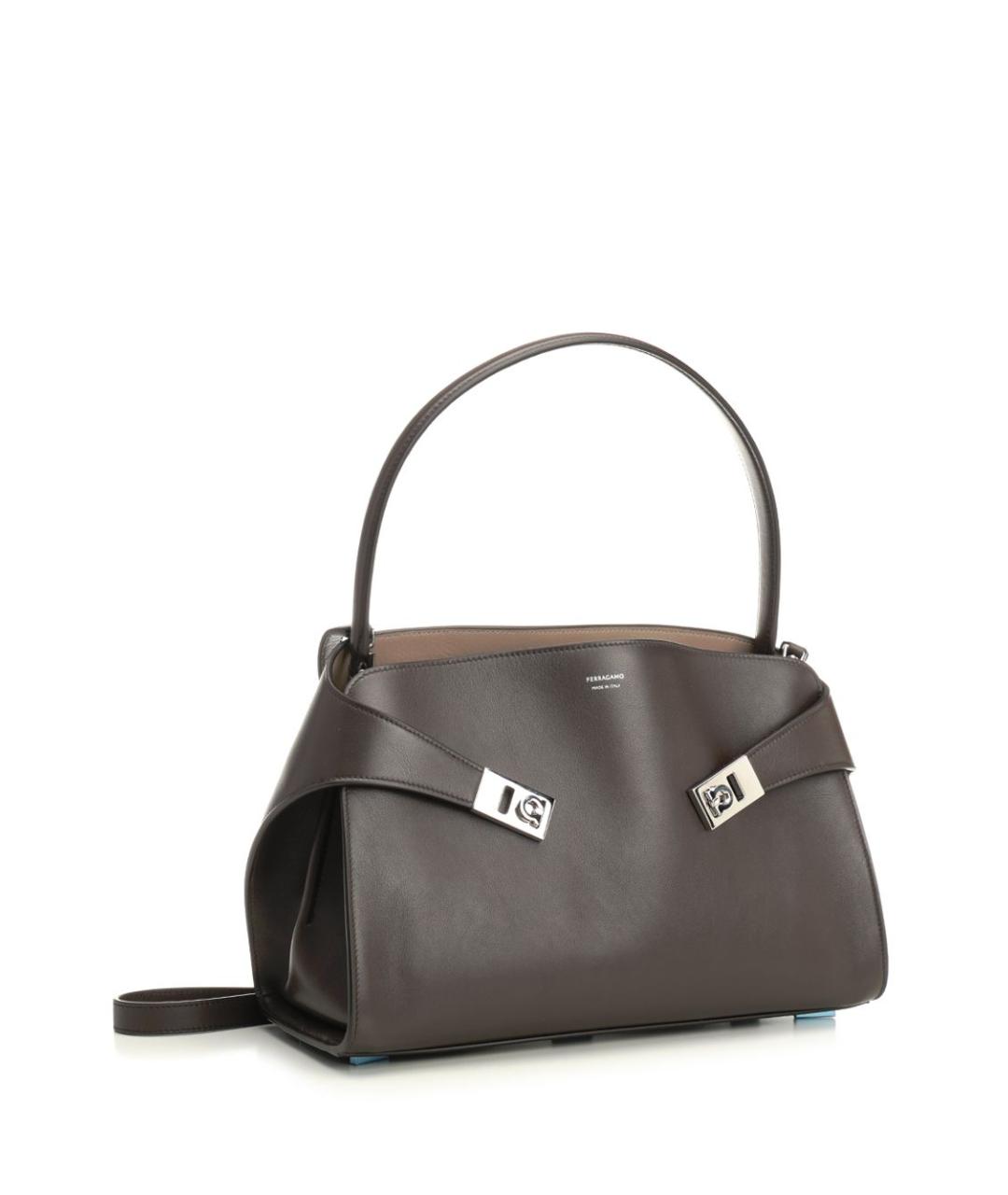 FERRAGAMO Коричневая кожаная сумка через плечо, фото 2