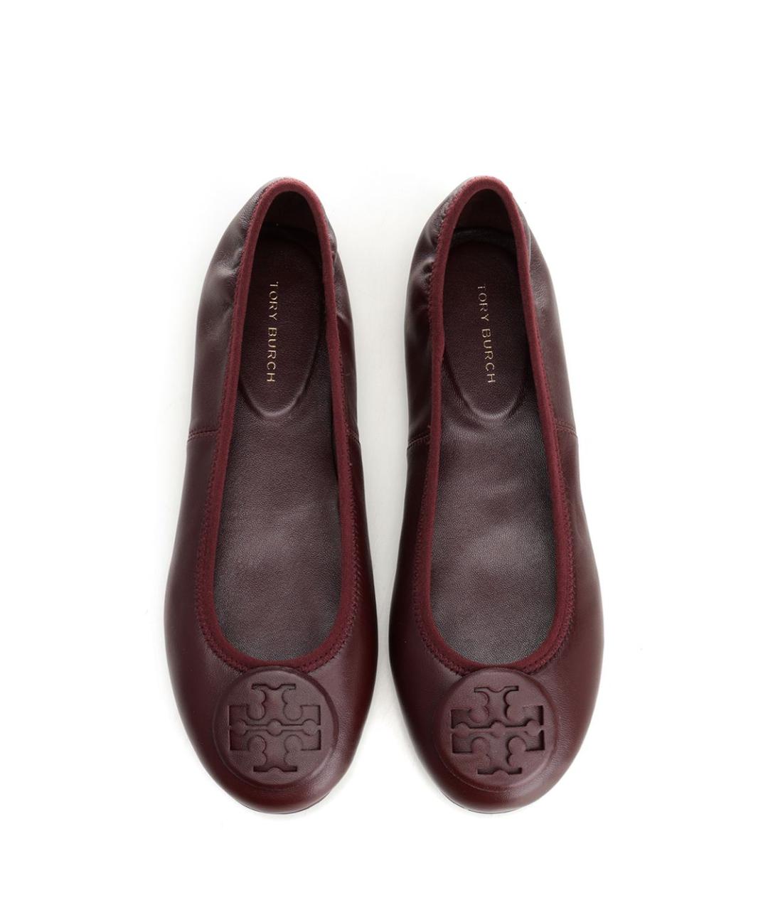 TORY BURCH Бордовые кожаные балетки, фото 5