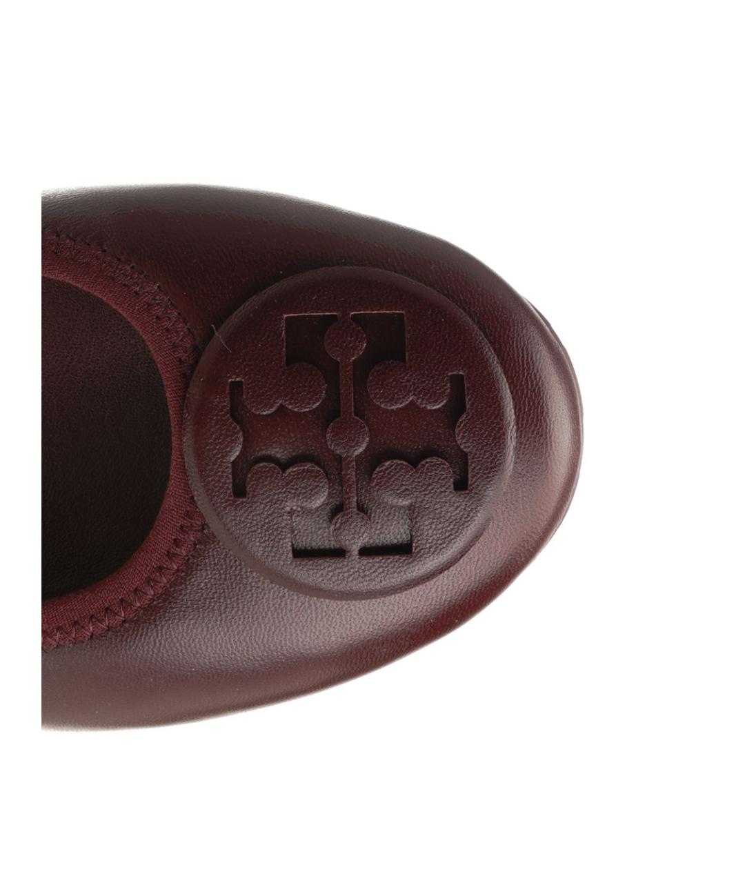 TORY BURCH Бордовые кожаные балетки, фото 4