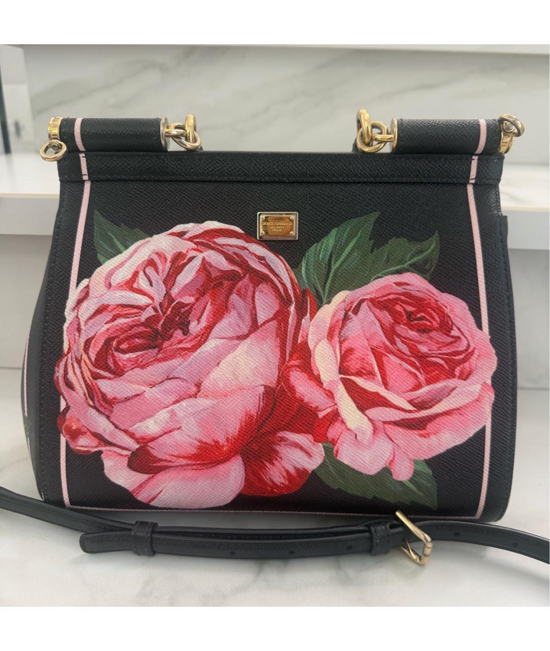 DOLCE&GABBANA Черная кожаная сумка через плечо, фото 2